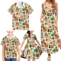 Hawaiian Santa Christmas Pattern Family Matching Summer Maxi Dress and Hawaiian Shirt White Version - Polynesian Pride