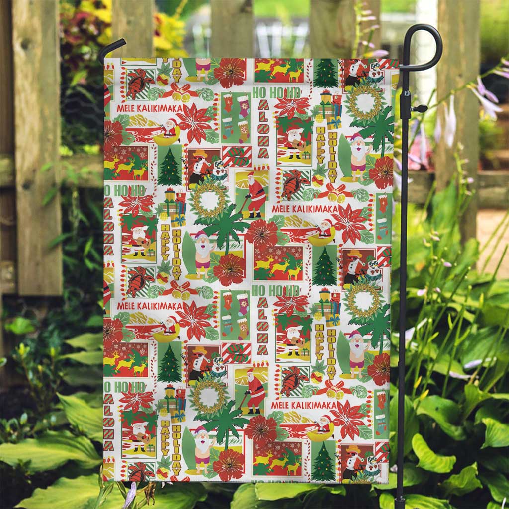 Hawaiian Santa Christmas Pattern Garden Flag White Version - Polynesian Pride