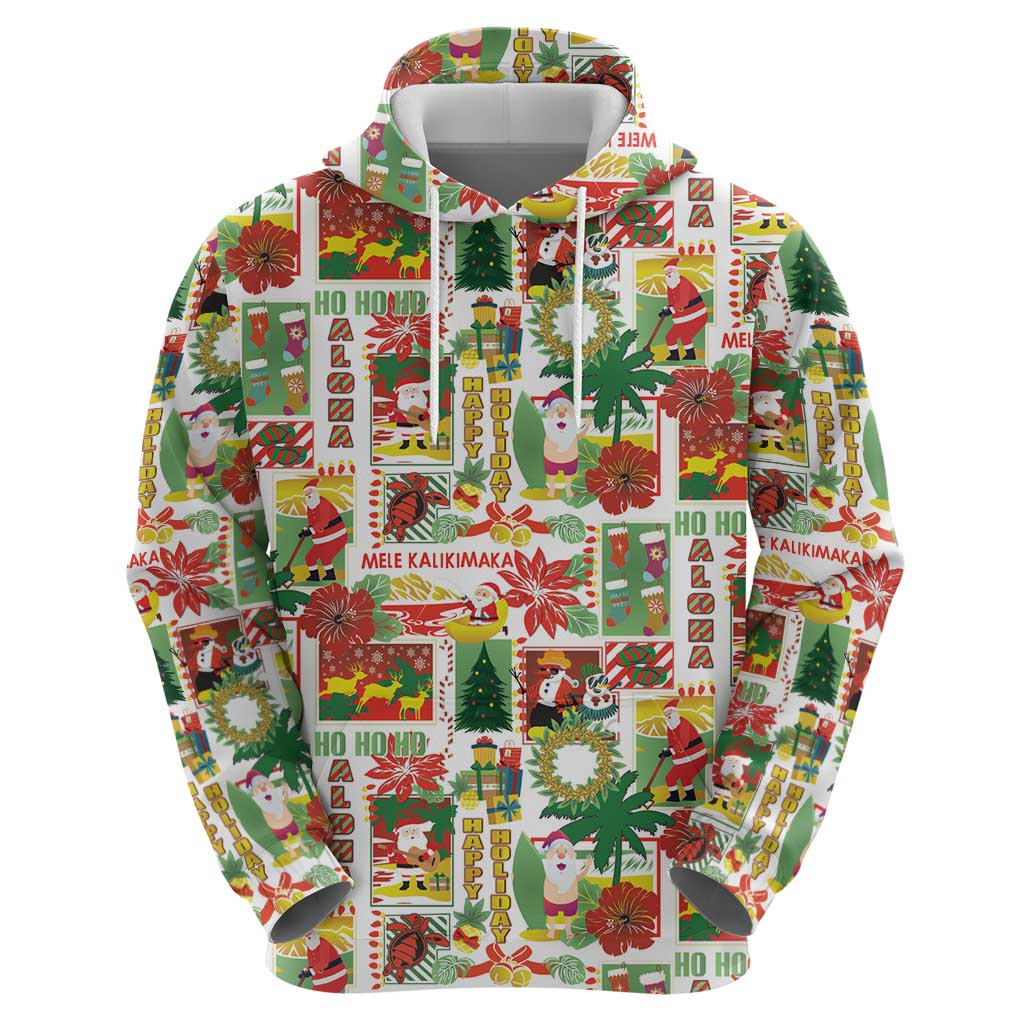 Hawaiian Santa Christmas Pattern Hoodie White Version - Polynesian Pride