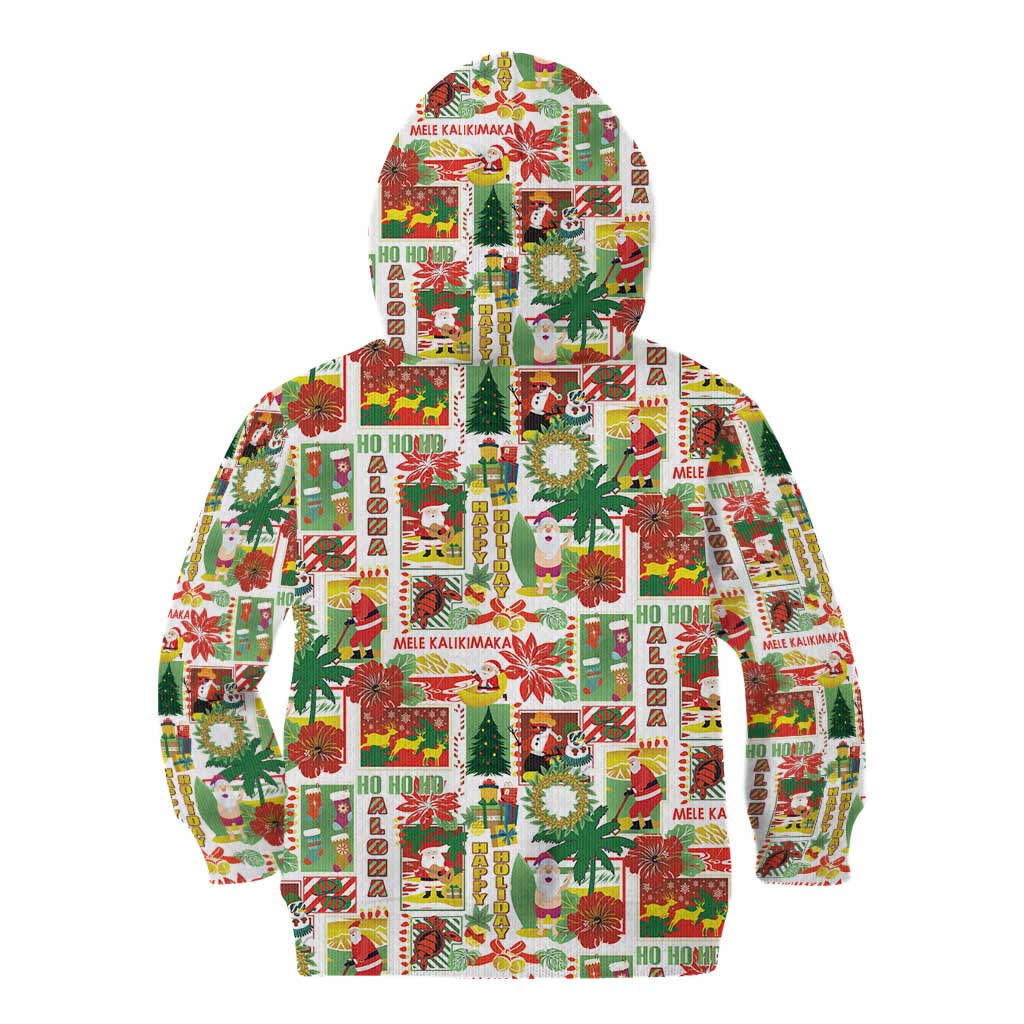 Hawaiian Santa Christmas Pattern Kid Hoodie White Version - Polynesian Pride