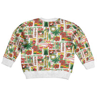 Hawaiian Santa Christmas Pattern Kid Ugly Christmas Sweater White Version - Polynesian Pride