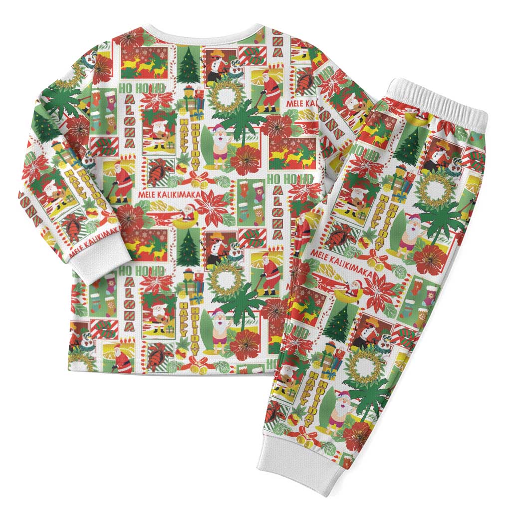 Hawaiian Santa Christmas Pattern Christmas Pajama Set White Version - Polynesian Pride