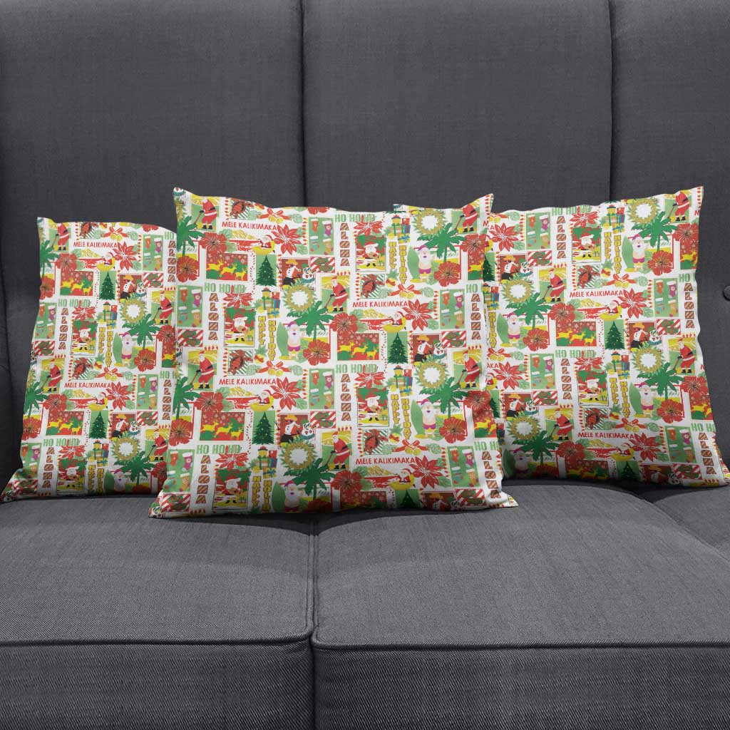 Hawaiian Santa Christmas Pattern Pillow Cover White Version - Polynesian Pride