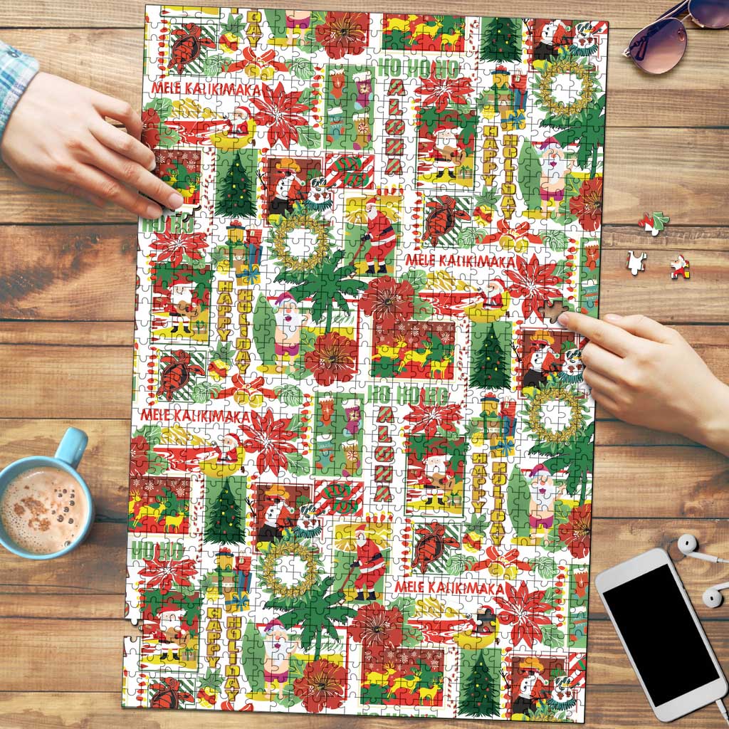 Hawaiian Santa Christmas Pattern Puzzle White Version - Polynesian Pride