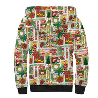 Hawaiian Santa Christmas Pattern Sherpa Hoodie White Version - Polynesian Pride