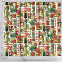 Hawaiian Santa Christmas Pattern Shower Curtain White Version - Polynesian Pride
