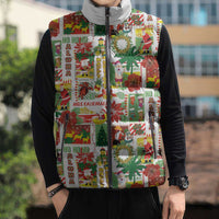 Hawaiian Santa Christmas Pattern Sleeveless Puffer Jacket White Version - Polynesian Pride