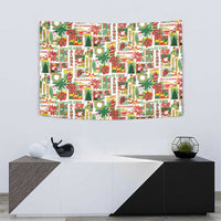 Hawaiian Santa Christmas Pattern Tapestry White Version - Polynesian Pride