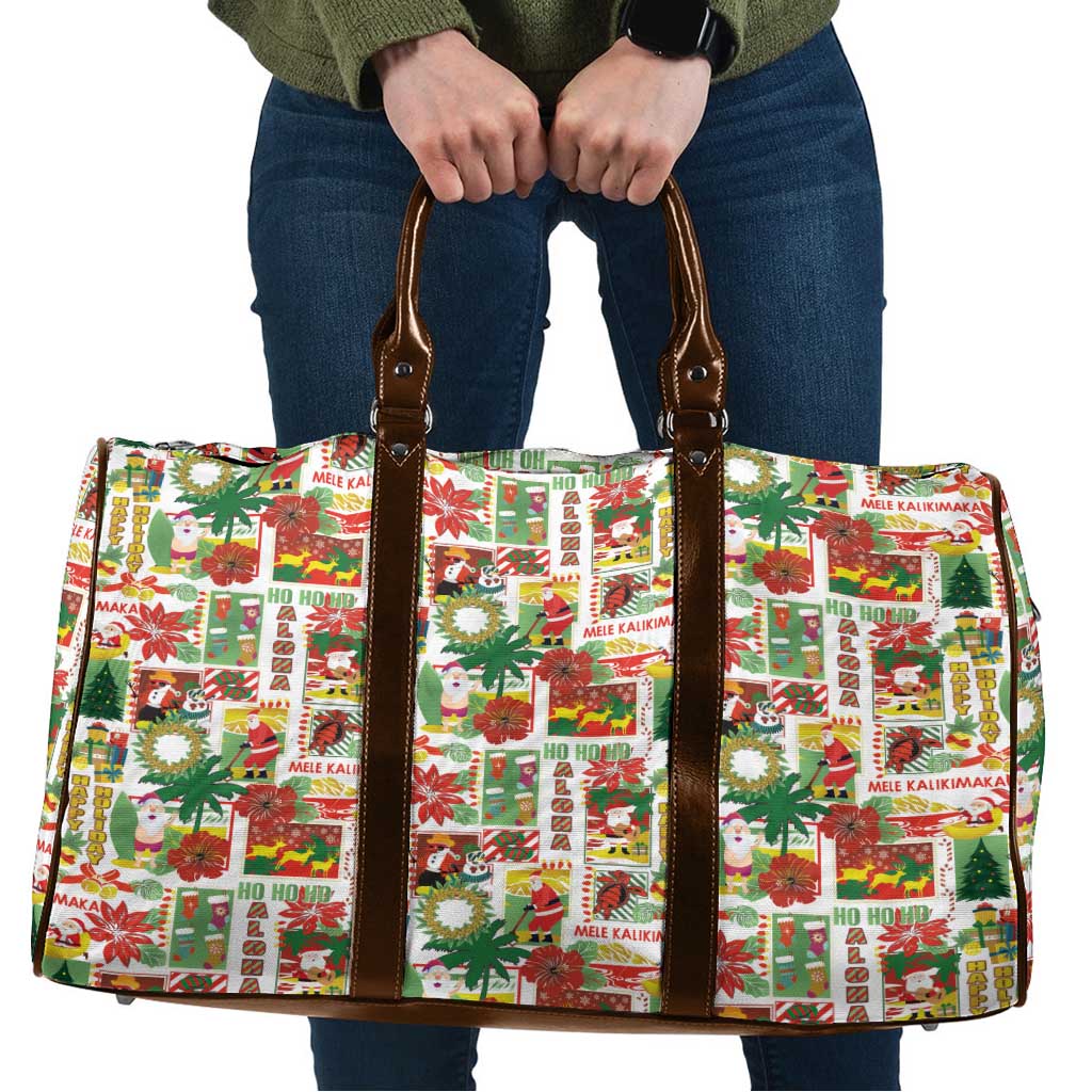 Hawaiian Santa Christmas Pattern Travel Bag White Version - Polynesian Pride