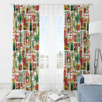 Hawaiian Santa Christmas Pattern Window Curtain White Version - Polynesian Pride