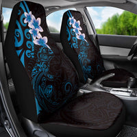 New Zealand Tuatara Plumeria Car Seat Cover Maori Blue Koru Tribal Tattoo