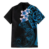 New Zealand Tuatara Plumeria Family Matching Mermaid Dress and Hawaiian Shirt Maori Blue Koru Tribal Tattoo