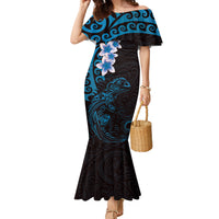 New Zealand Tuatara Plumeria Family Matching Mermaid Dress and Hawaiian Shirt Maori Blue Koru Tribal Tattoo