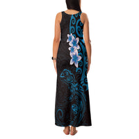 New Zealand Tuatara Plumeria Family Matching Tank Maxi Dress and Hawaiian Shirt Maori Blue Koru Tribal Tattoo LT01 - Polynesian Pride