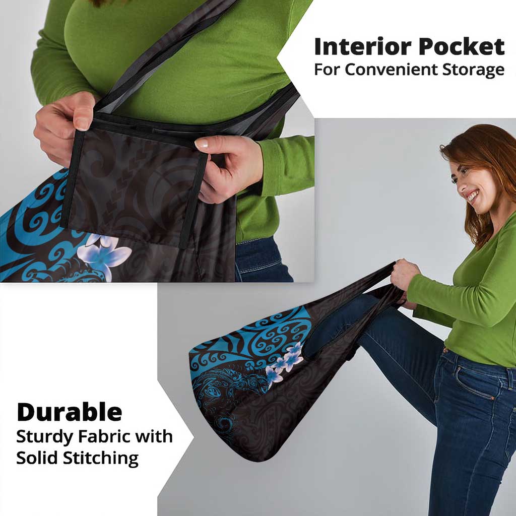 New Zealand Tuatara Plumeria Grocery Bag Maori Blue Koru Tribal Tattoo