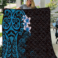New Zealand Tuatara Plumeria Quilt Maori Blue Koru Tribal Tattoo LT01 Blue - Polynesian Pride