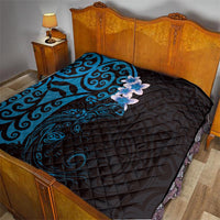New Zealand Tuatara Plumeria Quilt Maori Blue Koru Tribal Tattoo LT01 - Polynesian Pride