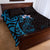 New Zealand Tuatara Plumeria Quilt Bed Set Maori Blue Koru Tribal Tattoo