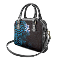 New Zealand Tuatara Plumeria Shoulder Handbag Maori Blue Koru Tribal Tattoo