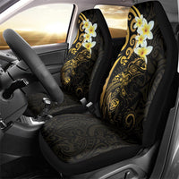 New Zealand Tuatara Plumeria Car Seat Cover Maori Gold Koru Tribal Tattoo