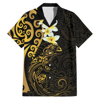 New Zealand Tuatara Plumeria Family Matching Mermaid Dress and Hawaiian Shirt Maori Gold Koru Tribal Tattoo