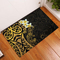 New Zealand Tuatara Plumeria Rubber Doormat Maori Gold Koru Tribal Tattoo