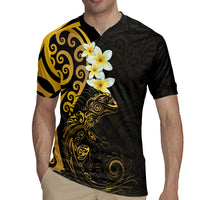 New Zealand Tuatara Plumeria Rugby Jersey Maori Gold Koru Tribal Tattoo