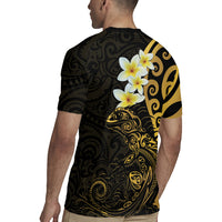 New Zealand Tuatara Plumeria Rugby Jersey Maori Gold Koru Tribal Tattoo