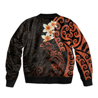 New Zealand Tuatara Plumeria Bomber Jacket Maori Orange Koru Tribal Tattoo