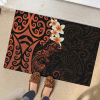 New Zealand Tuatara Plumeria Rubber Doormat Maori Orange Koru Tribal Tattoo