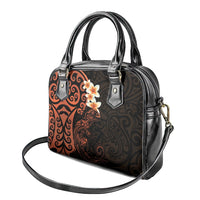New Zealand Tuatara Plumeria Shoulder Handbag Maori Orange Koru Tribal Tattoo