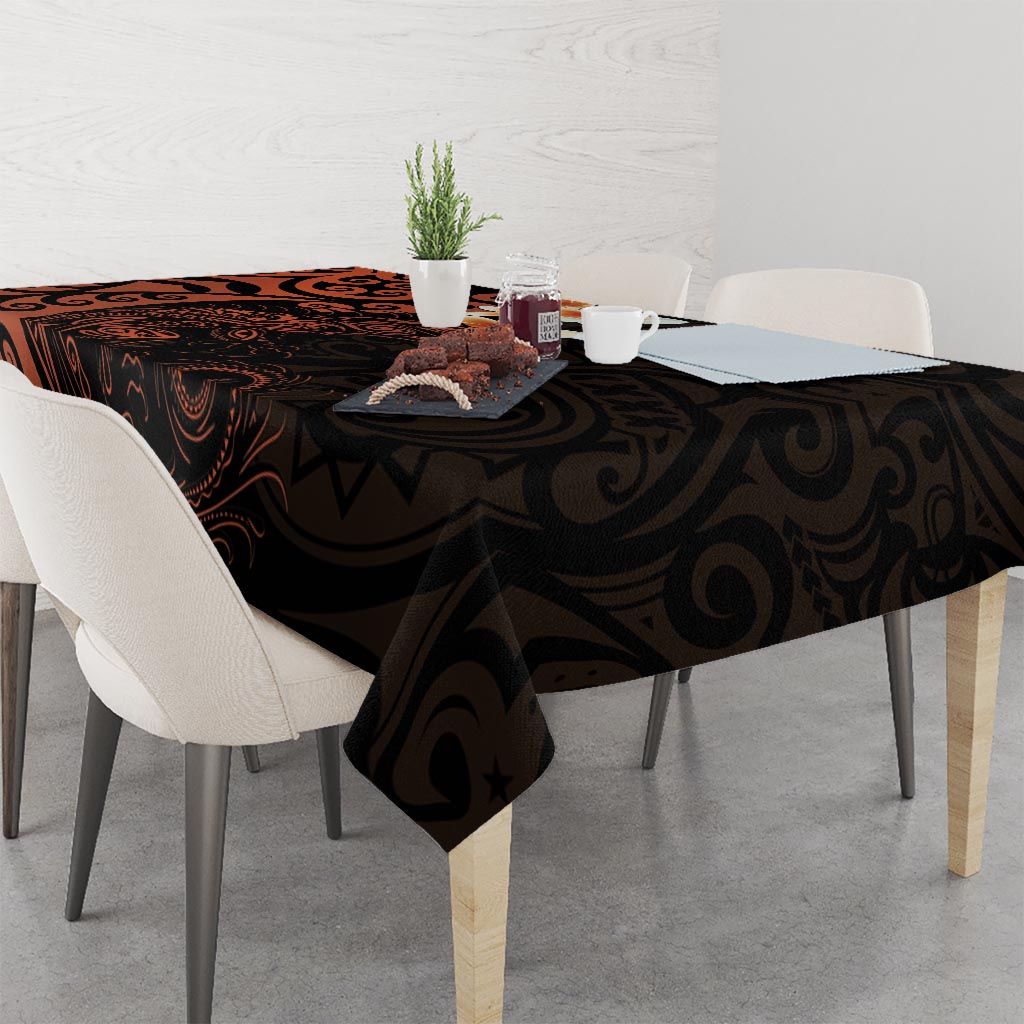 New Zealand Tuatara Plumeria Tablecloth Maori Orange Koru Tribal Tattoo LT01 - Polynesian Pride