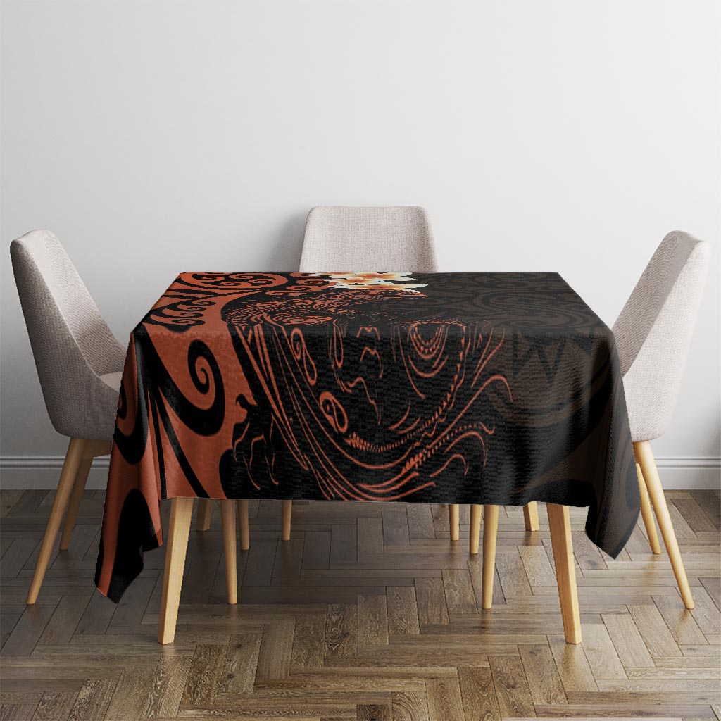 New Zealand Tuatara Plumeria Tablecloth Maori Orange Koru Tribal Tattoo LT01 - Polynesian Pride