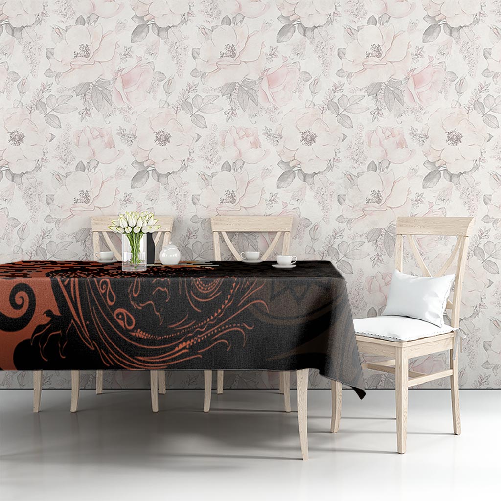 New Zealand Tuatara Plumeria Tablecloth Maori Orange Koru Tribal Tattoo LT01 - Polynesian Pride
