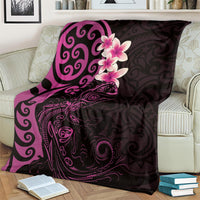 New Zealand Tuatara Plumeria Blanket Maori Pink Koru Tribal Tattoo