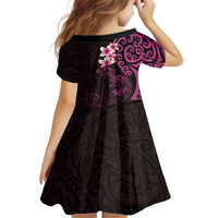 New Zealand Tuatara Plumeria Family Matching Off Shoulder Short Dress and Hawaiian Shirt Maori Pink Koru Tribal Tattoo LT01 - Polynesian Pride