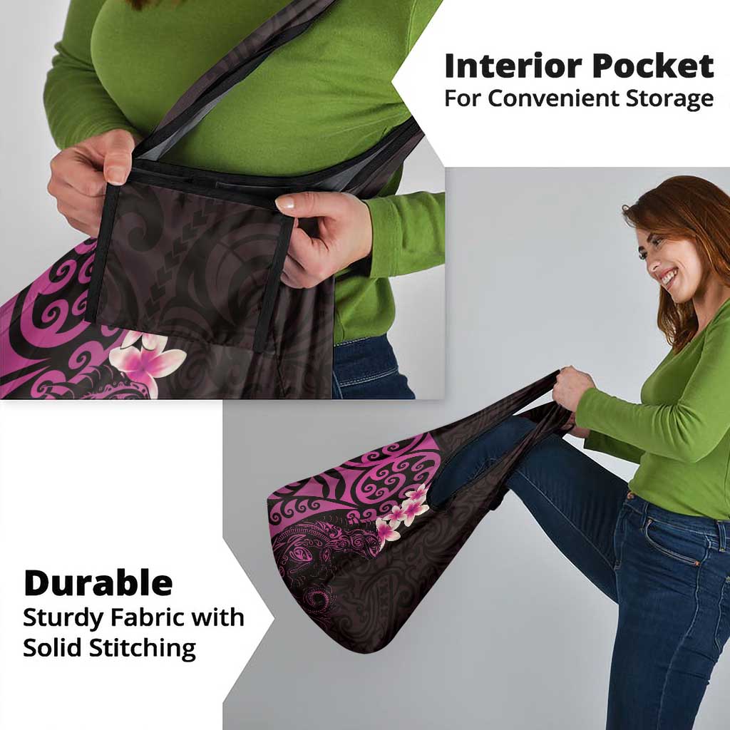 New Zealand Tuatara Plumeria Grocery Bag Maori Pink Koru Tribal Tattoo