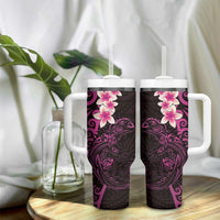 New Zealand Tuatara Plumeria Tumbler With Handle Maori Pink Koru Tribal Tattoo