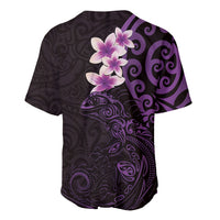 New Zealand Tuatara Plumeria Baseball Jersey Maori Purple Koru Tribal Tattoo