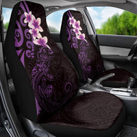 New Zealand Tuatara Plumeria Car Seat Cover Maori Purple Koru Tribal Tattoo