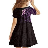 New Zealand Tuatara Plumeria Family Matching Long Sleeve Bodycon Dress and Hawaiian Shirt Maori Purple Koru Tribal Tattoo LT01 - Polynesian Pride