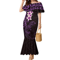New Zealand Tuatara Plumeria Family Matching Mermaid Dress and Hawaiian Shirt Maori Purple Koru Tribal Tattoo
