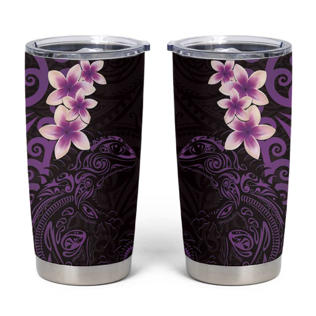 New Zealand Tuatara Plumeria Tumbler Cup Maori Purple Koru Tribal Tattoo