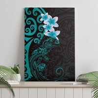 New Zealand Tuatara Plumeria Canvas Wall Art Maori Teal Koru Tribal Tattoo