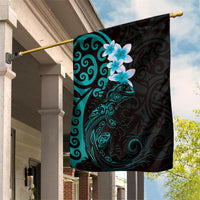 New Zealand Tuatara Plumeria Garden Flag Maori Teal Koru Tribal Tattoo LT01 House Flag Teal - Polynesian Pride