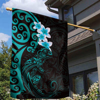 New Zealand Tuatara Plumeria Garden Flag Maori Teal Koru Tribal Tattoo LT01 - Polynesian Pride