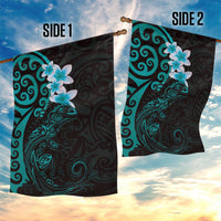 New Zealand Tuatara Plumeria Garden Flag Maori Teal Koru Tribal Tattoo LT01 - Polynesian Pride