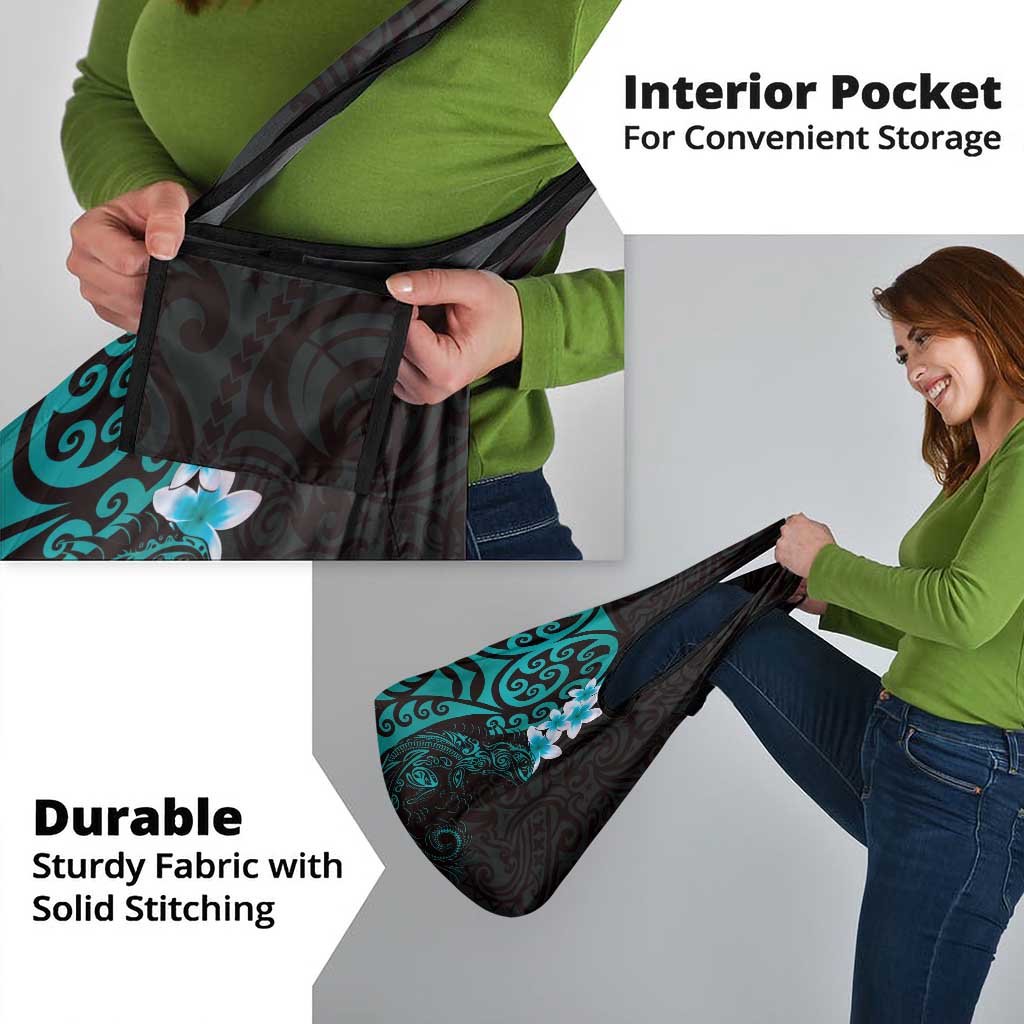 New Zealand Tuatara Plumeria Grocery Bag Maori Teal Koru Tribal Tattoo