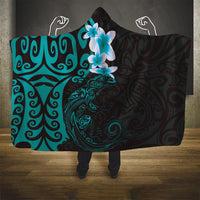 New Zealand Tuatara Plumeria Hooded Blanket Maori Teal Koru Tribal Tattoo LT01 One Size Teal - Polynesian Pride