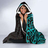 New Zealand Tuatara Plumeria Hooded Blanket Maori Teal Koru Tribal Tattoo LT01 - Polynesian Pride
